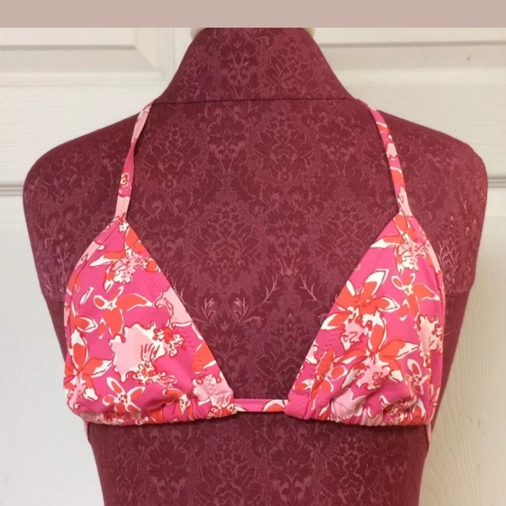Lilly Pulitzer Pink Floral Bikini Swim Top XS
